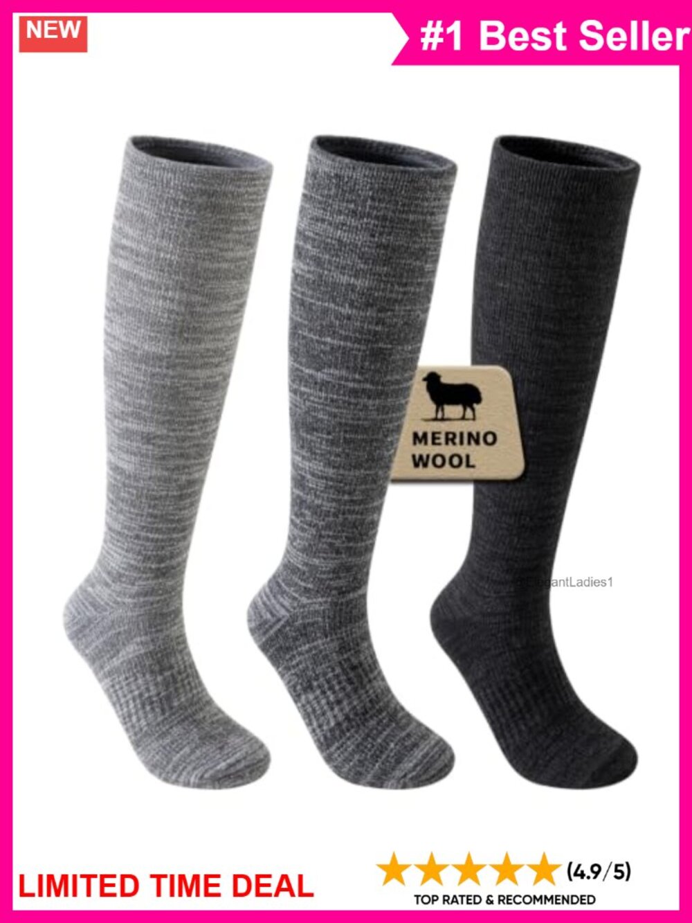 Merino Wool Compression Socks 15-20mmHg Knee High Travel Flying